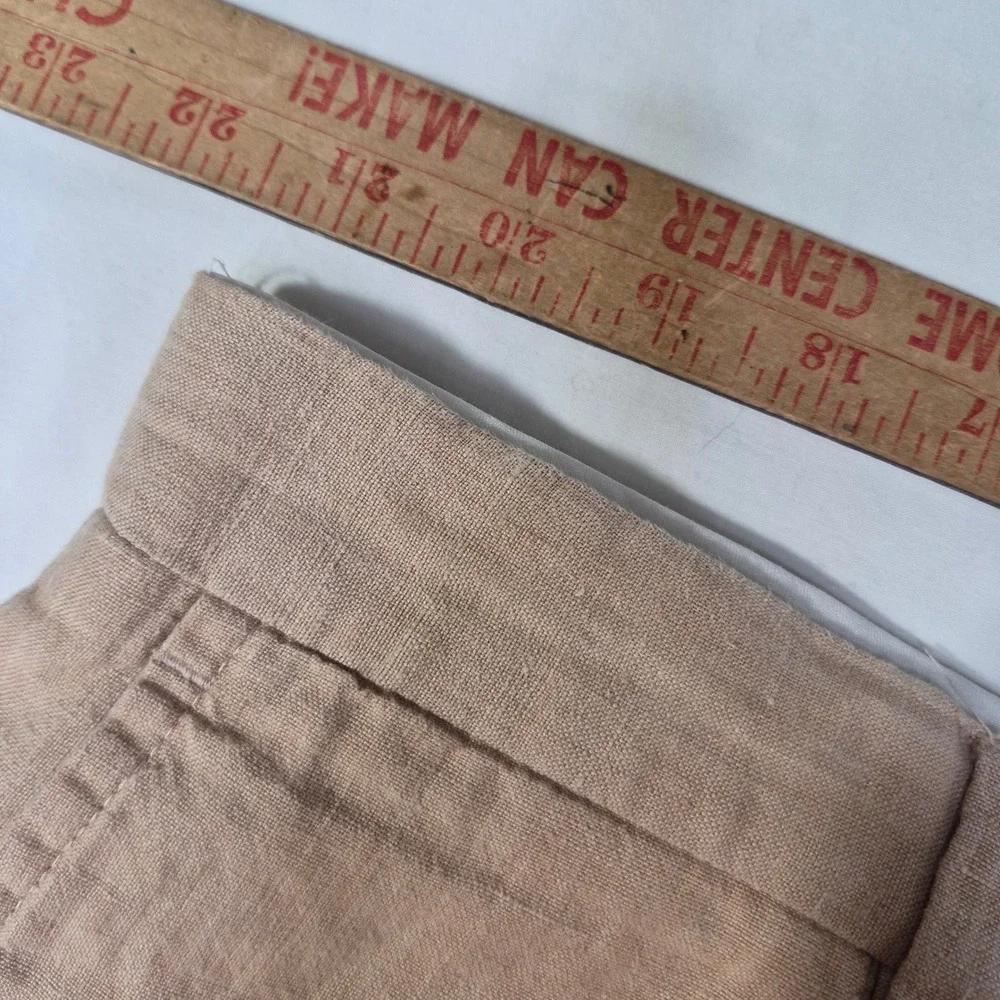 Inserch Linen Pants Mens 44 Relaxed Pleated Tan 100% Linen Cuffed Summer Beach
